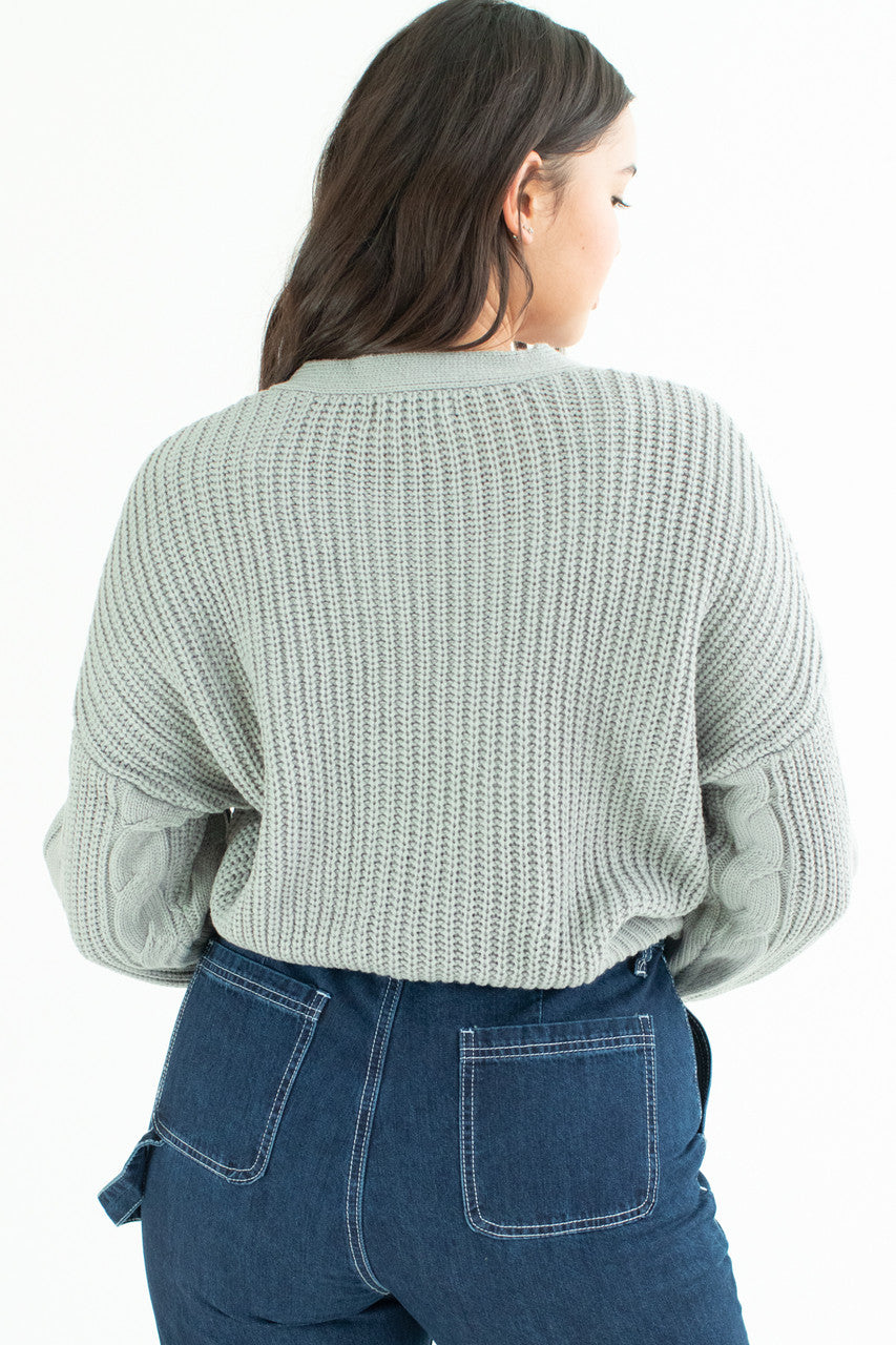 Slate Blue Cable Knit Mini Cardigan