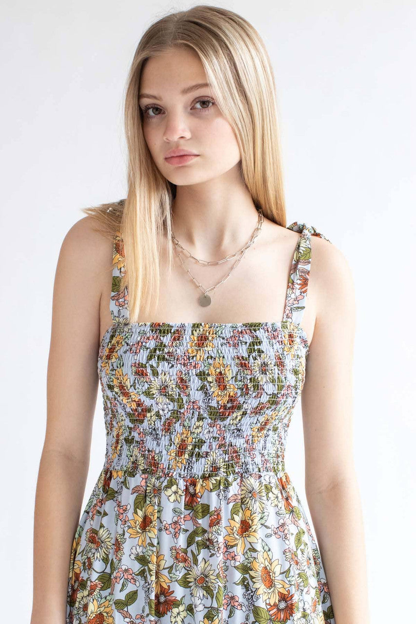 Smocked Sunflower Maxi Dress