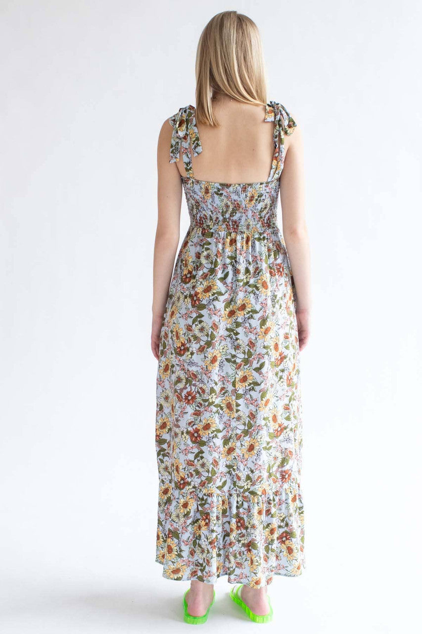 Smocked Sunflower Maxi Dress