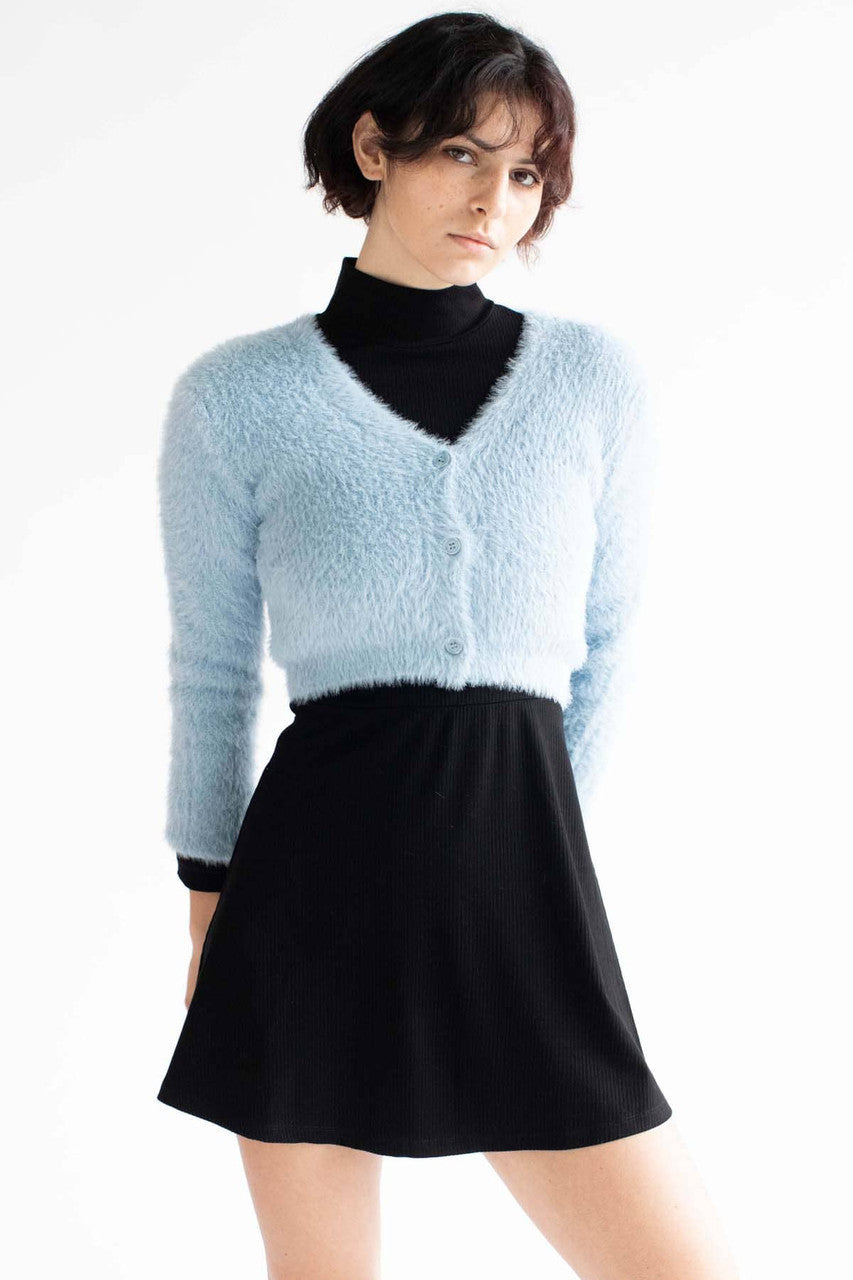 Smokey Blue Eyelash Cropped Cardigan