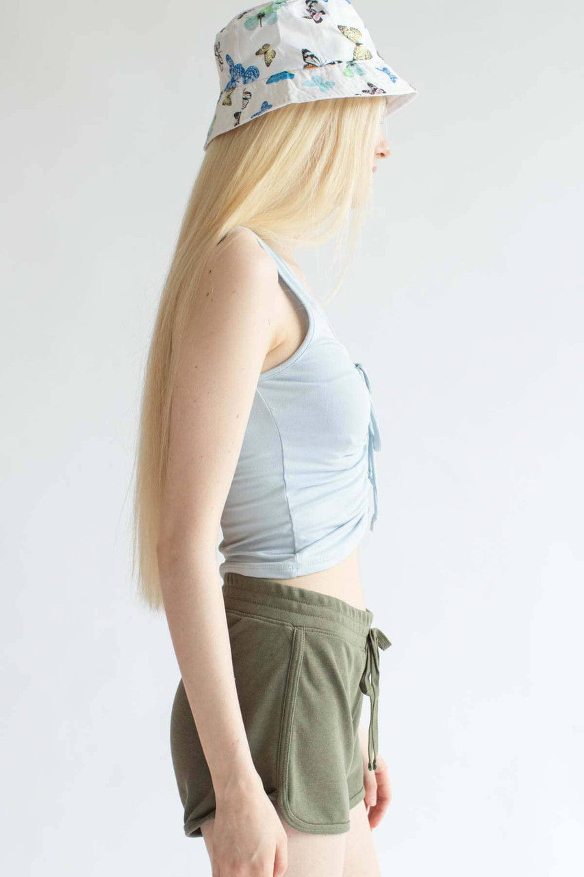 Solid Army Drawstring Dolphin Shorts