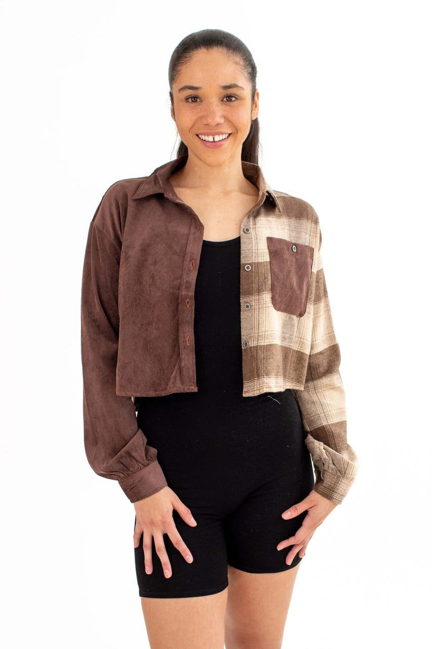 Split Corduroy & Flannel Shirt