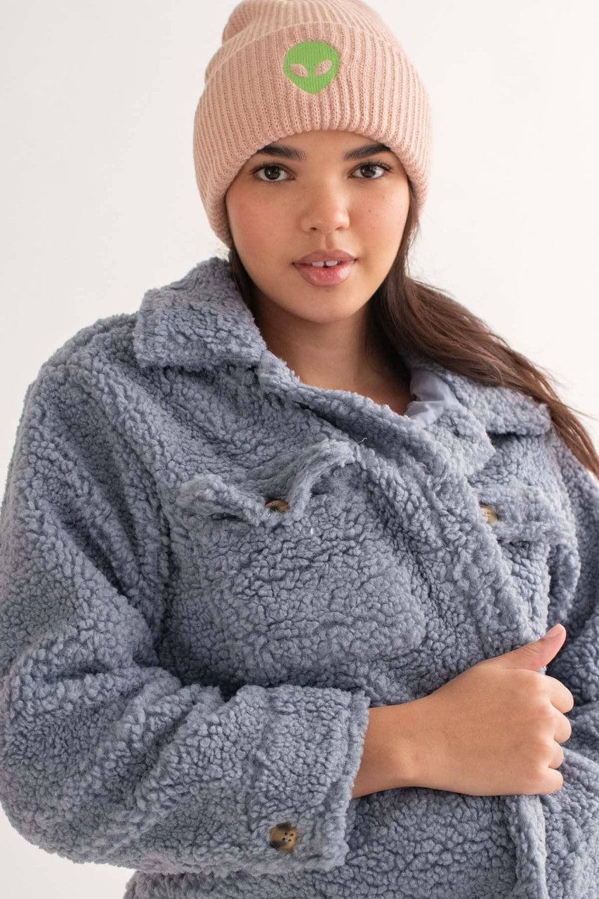 Steel Blue Sherpa Shacket
