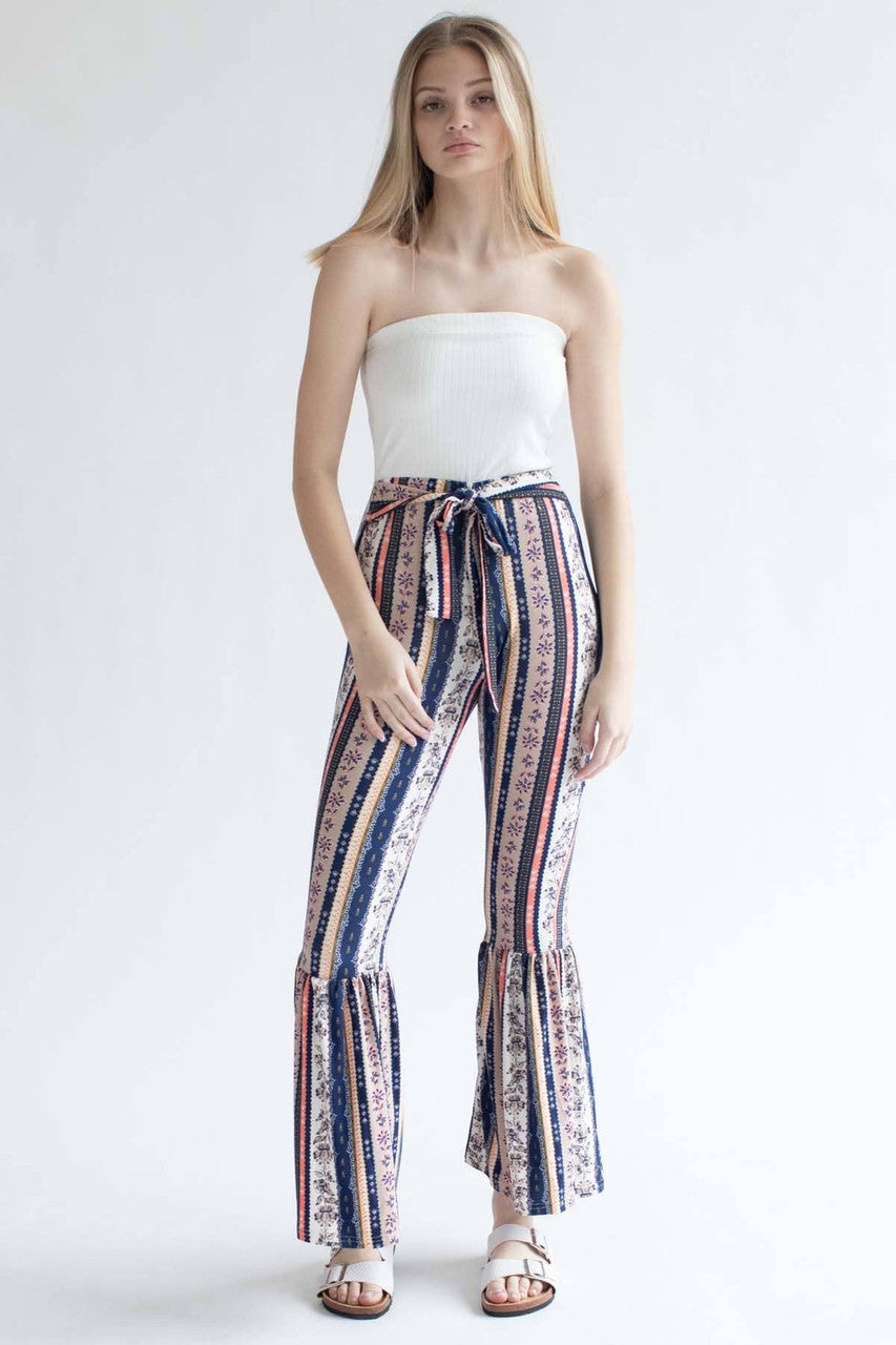 Strapless Ruffle Bell Bottom Jumpsuit