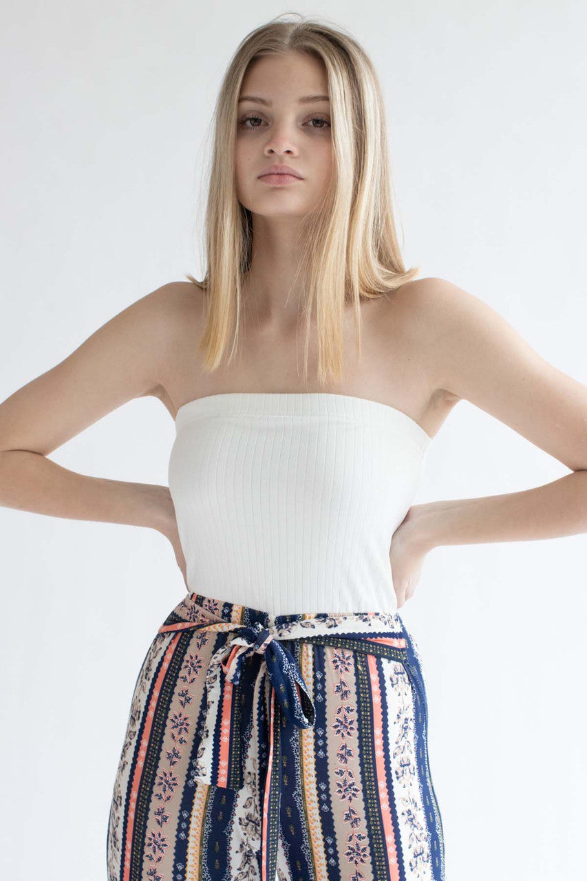 Strapless Ruffle Bell Bottom Jumpsuit