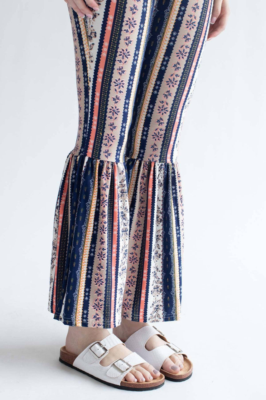 Strapless Ruffle Bell Bottom Jumpsuit