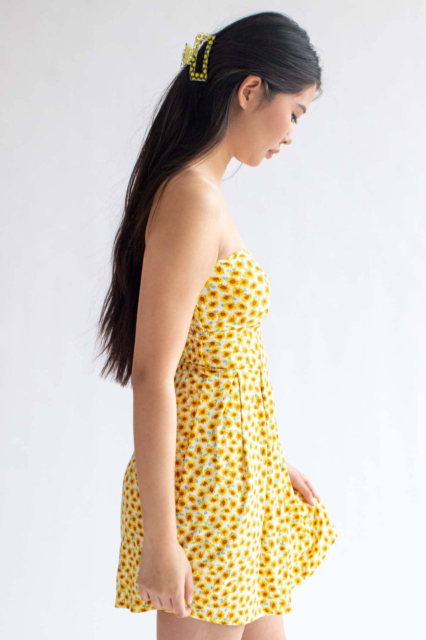 Sunflower Bustier Strapless Dress