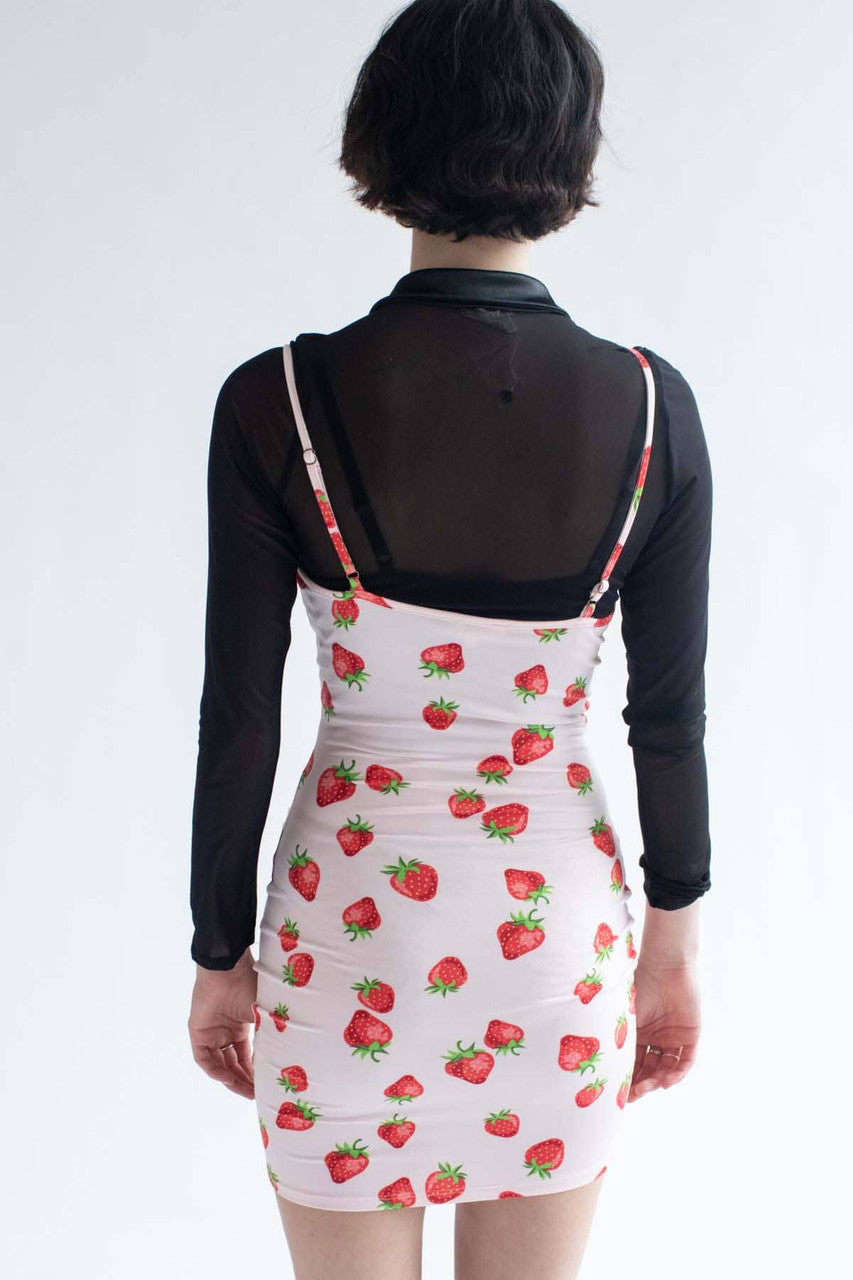 Strawberry Lace Trimmed Mini Dress