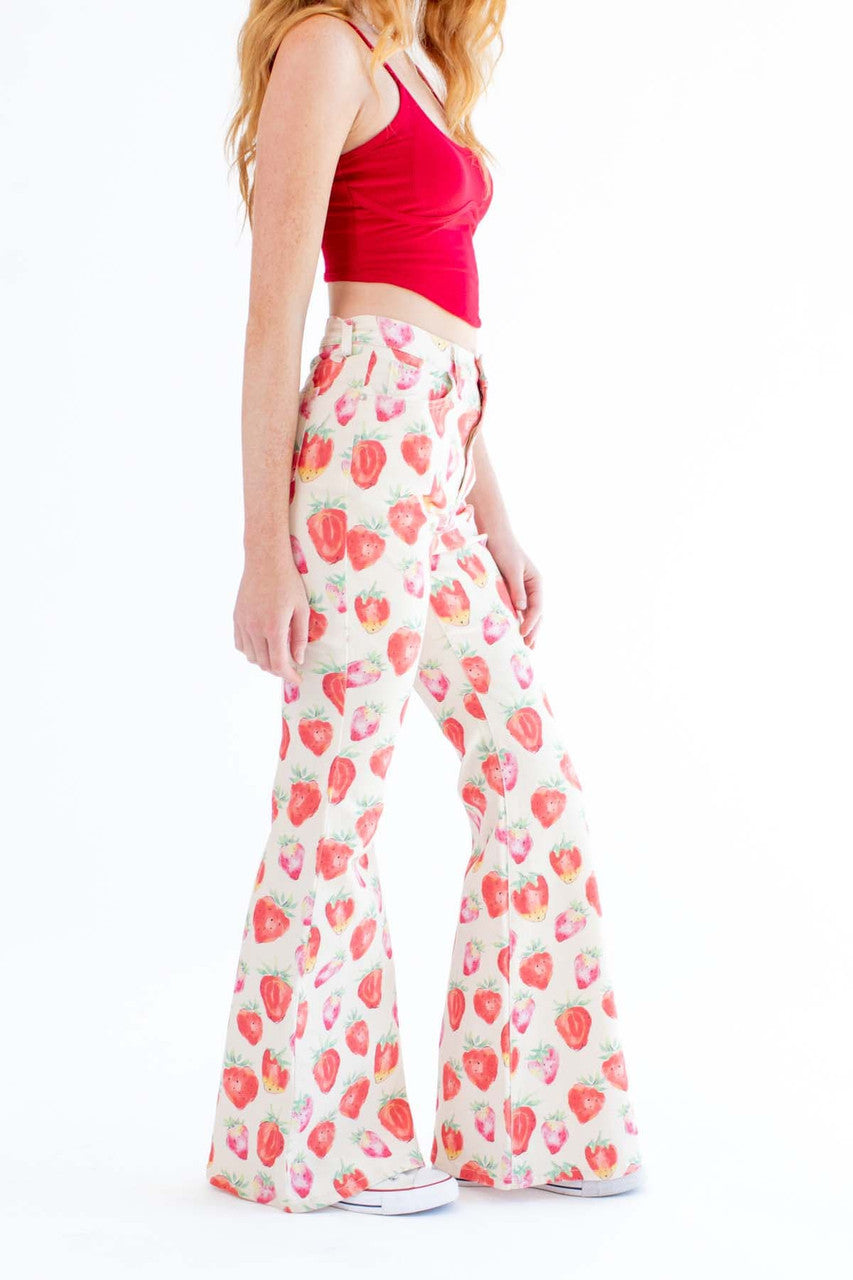 White Strawberry Flared Jeans