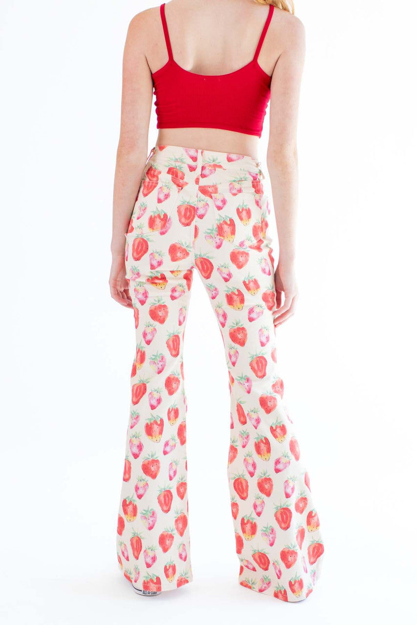 White Strawberry Flared Jeans