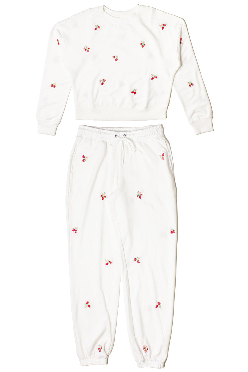 Mini Embroidered Strawberries Joggers