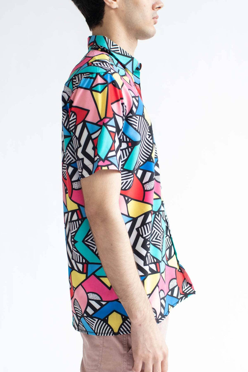 Striped Geo Shapes Button Up Shirt