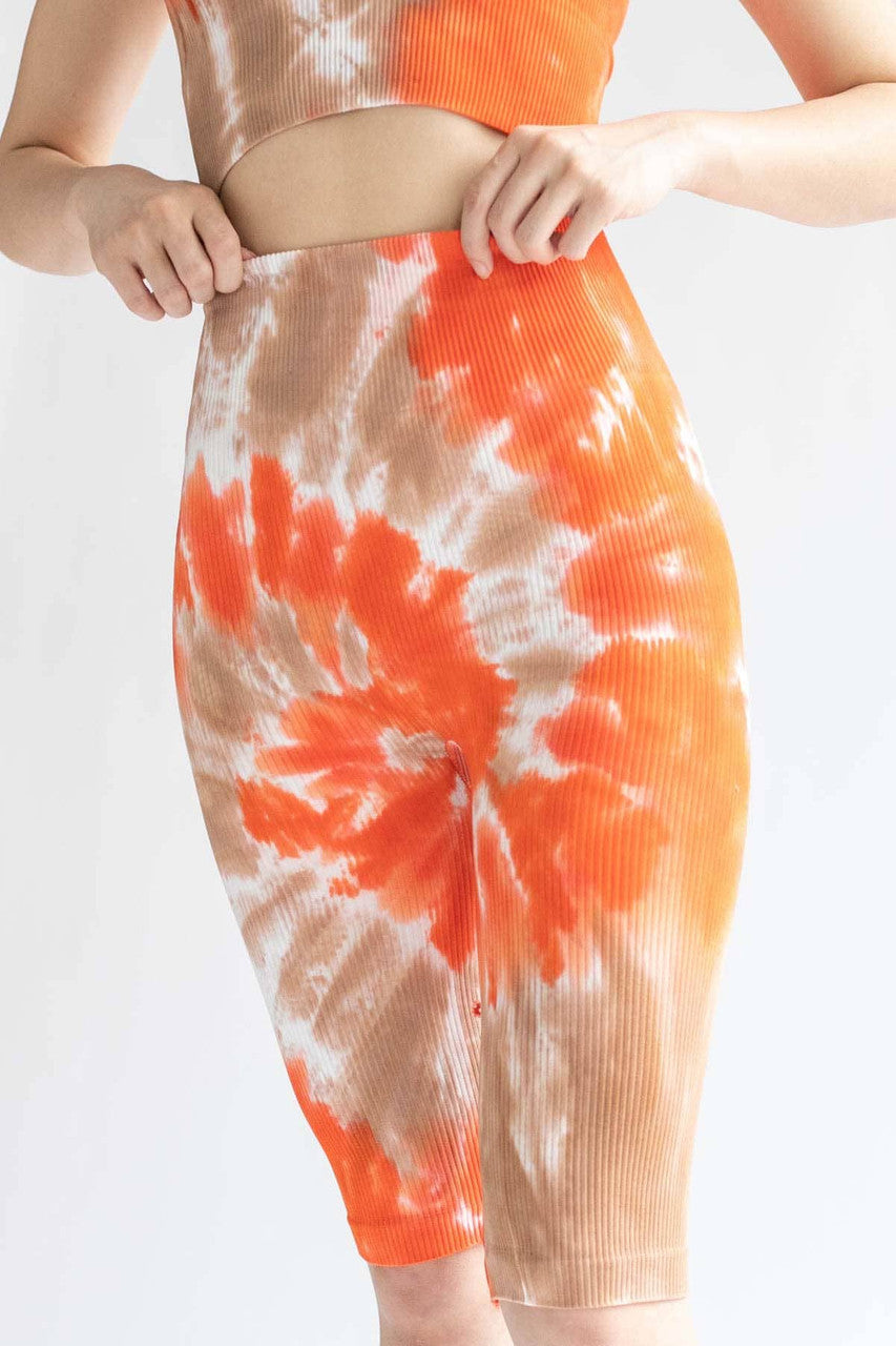 Sunburned Tie Dye Ribbed Seamless Bike Shorts