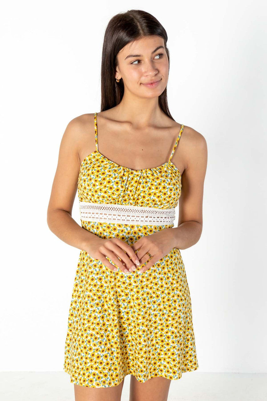 Sunflower Crochet Trim Dress