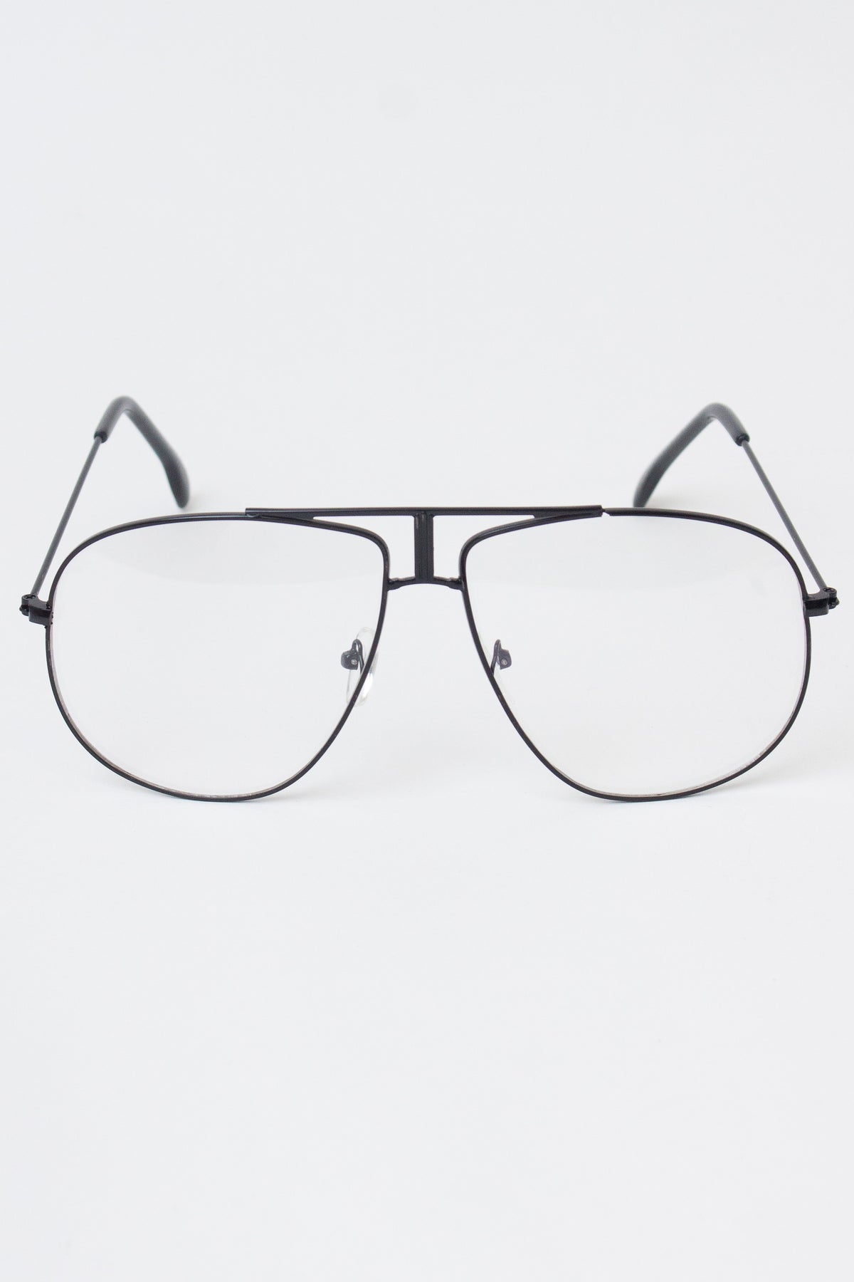 Metallic Frame Aviator Glasses - Black