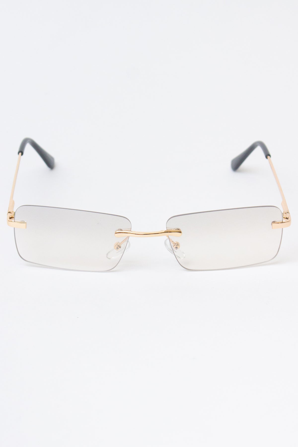Rimless Rounded Rectangle Sunglasses - Light Gray