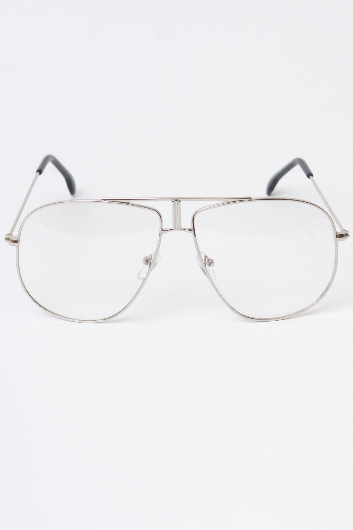 Metallic Frame Aviator Glasses - Silver