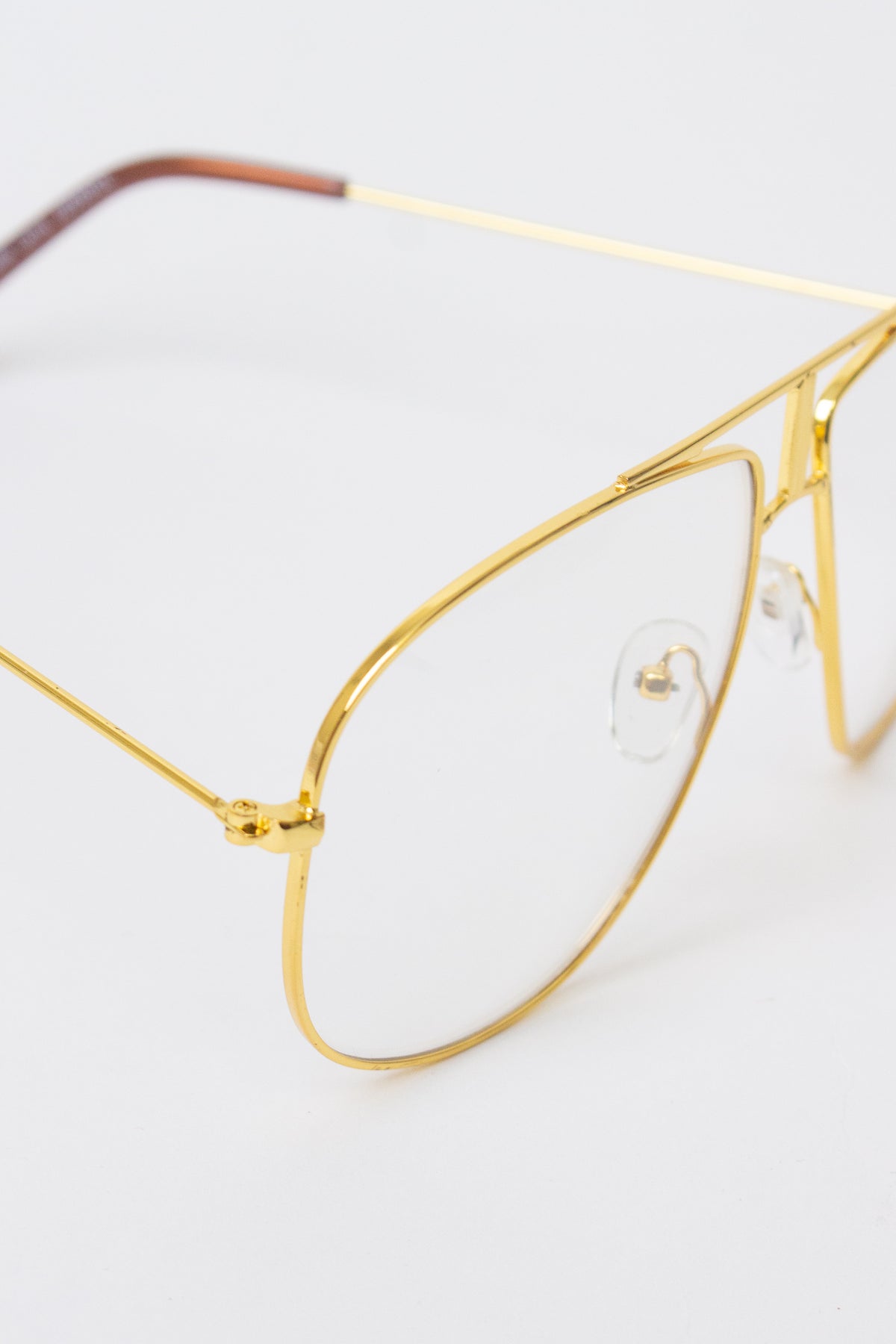 Metallic Frame Aviator Glasses - Gold