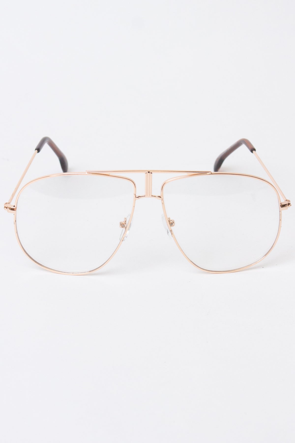 Metallic Frame Aviator Glasses - Rose Gold