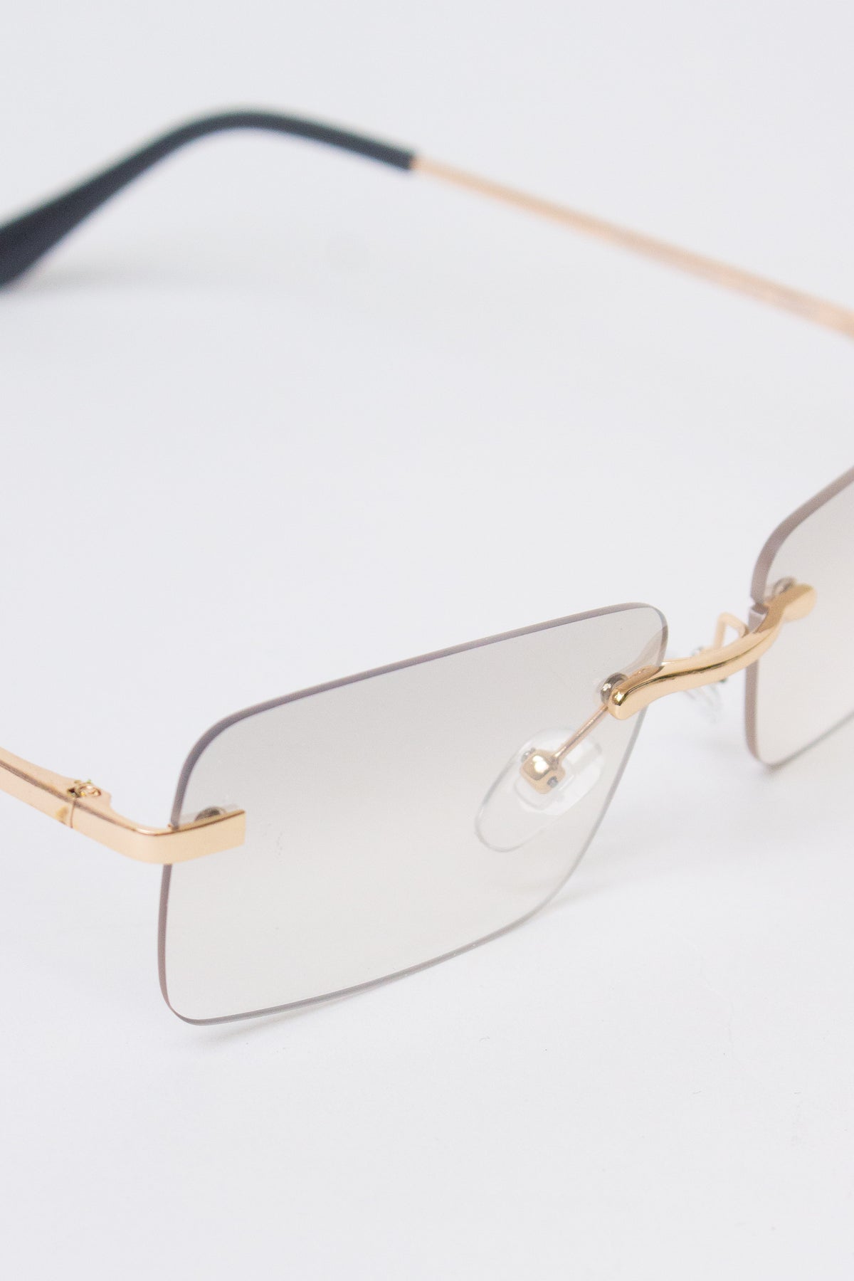 Rimless Rounded Rectangle Sunglasses - Light Gray