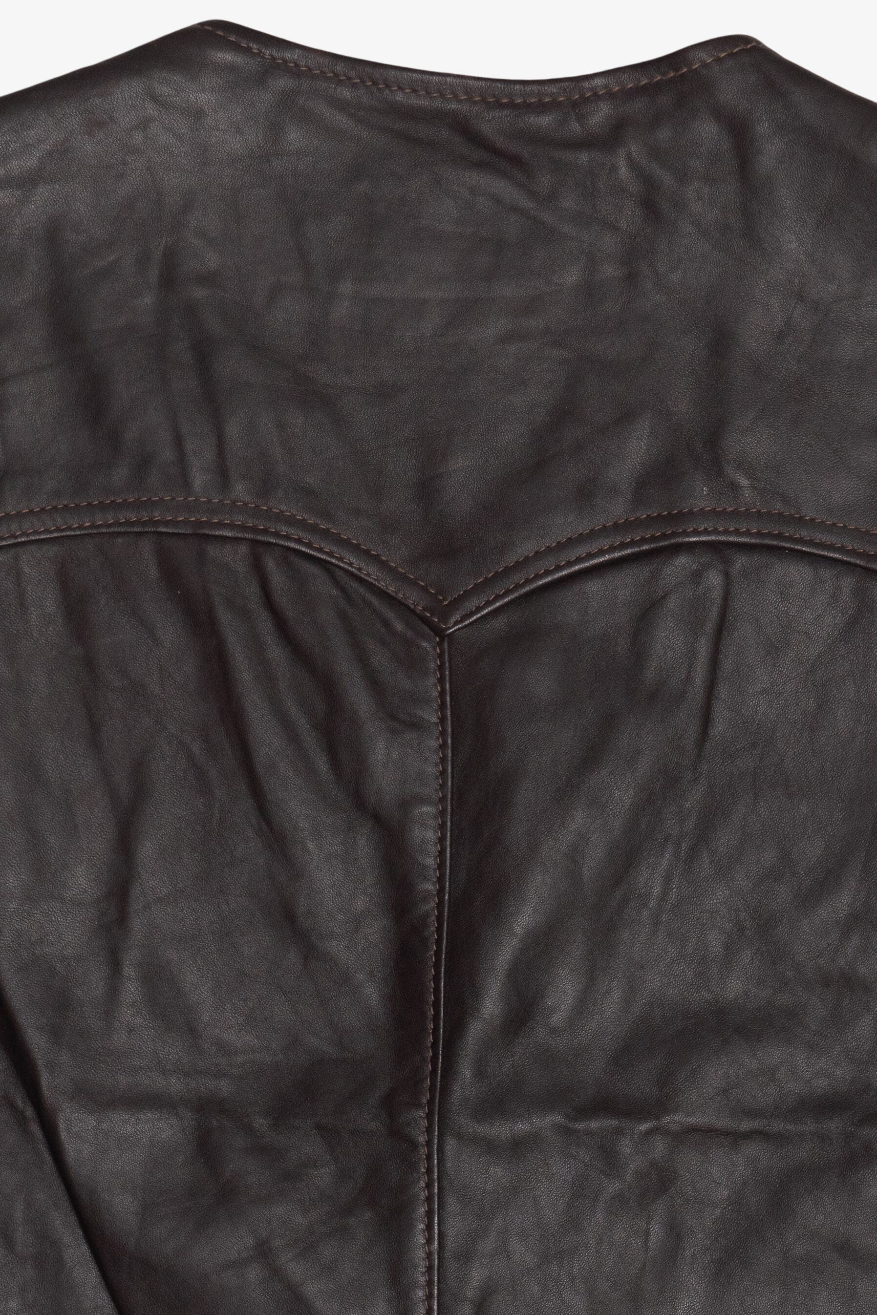 Vintage Schott Western Rancher Dark Brown Leather Vest (1980s)