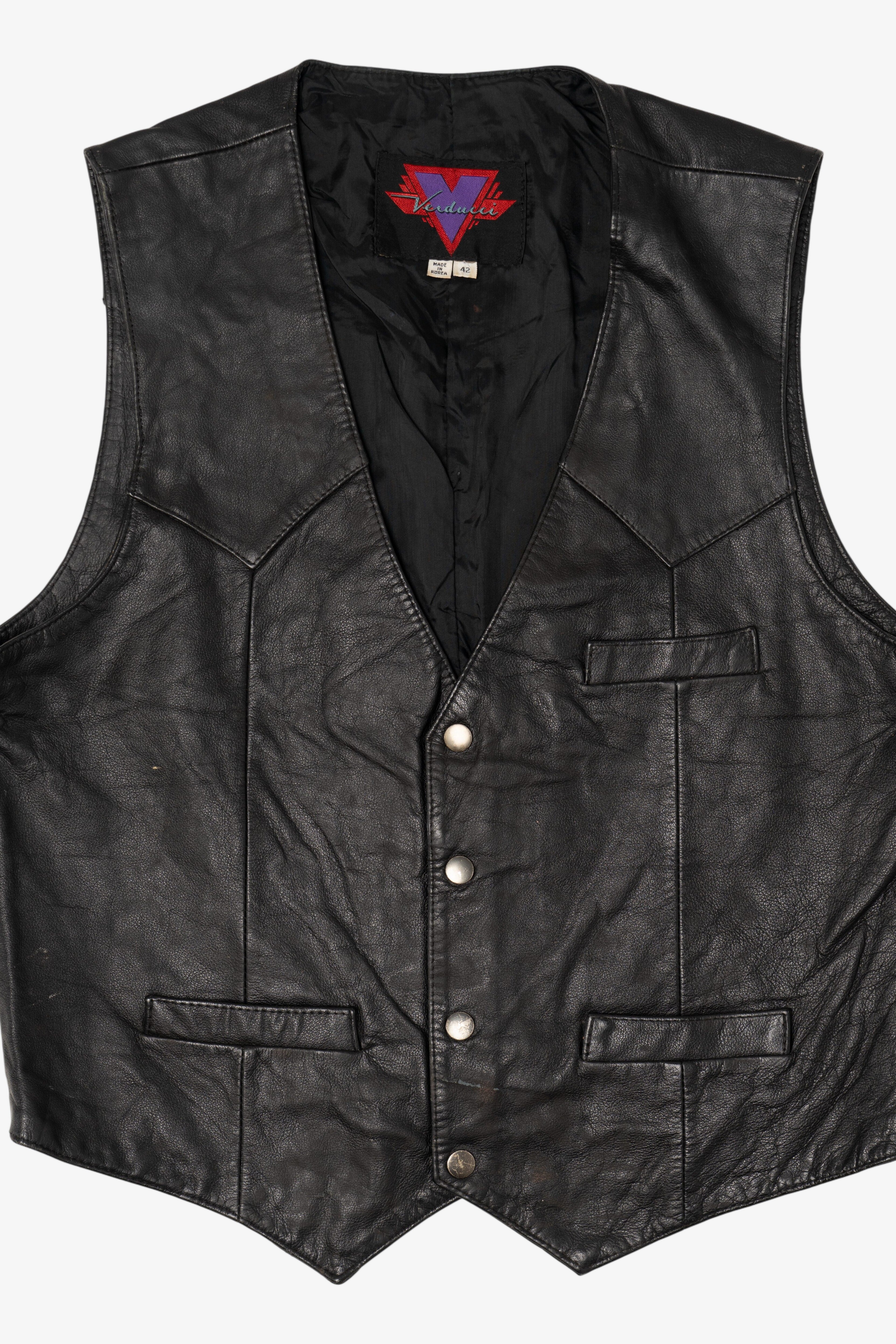 Vintage Black Verducci Leather Vest (1980s)