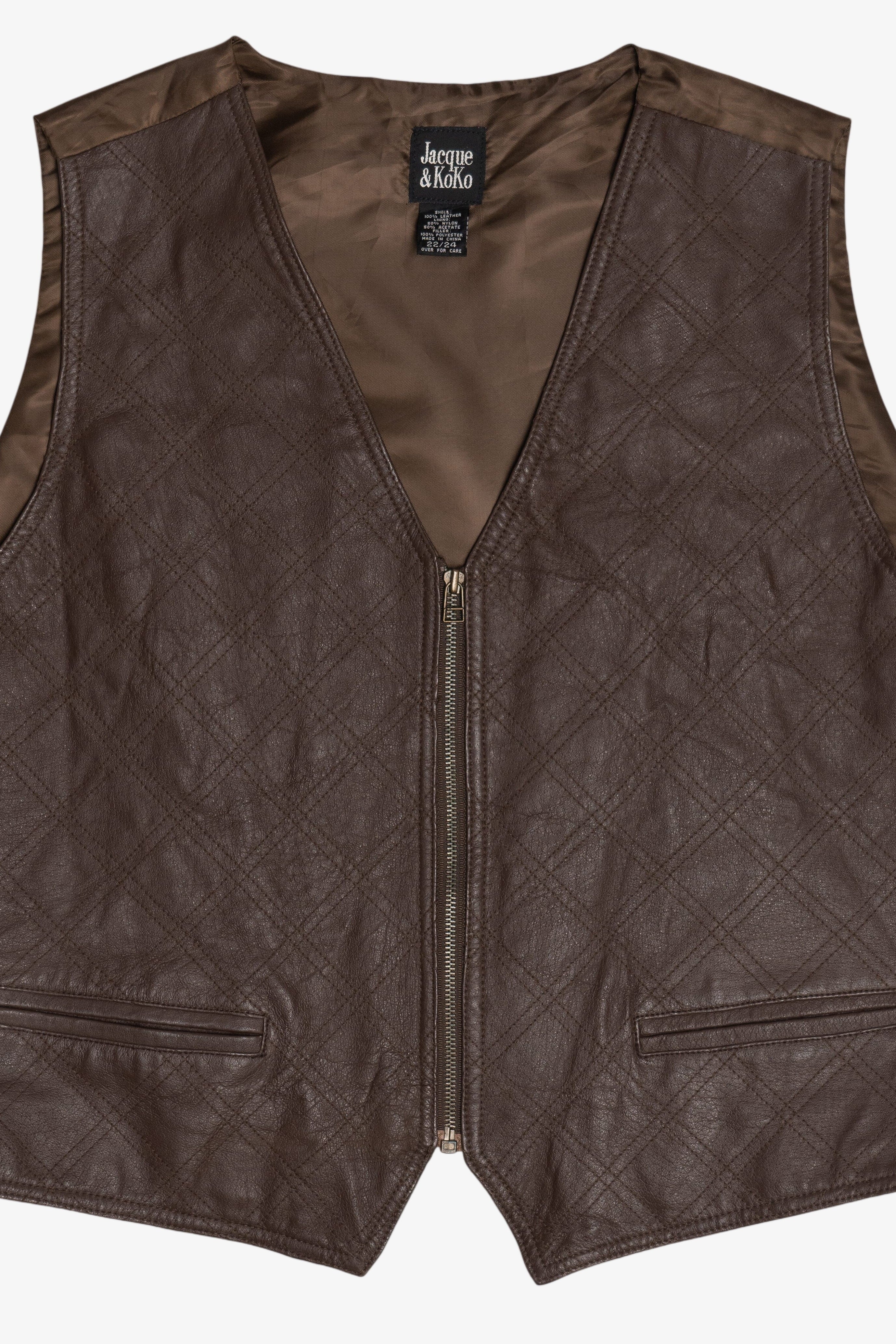 Vintage Jacque & KoKo Leather Front Vest (1980s)
