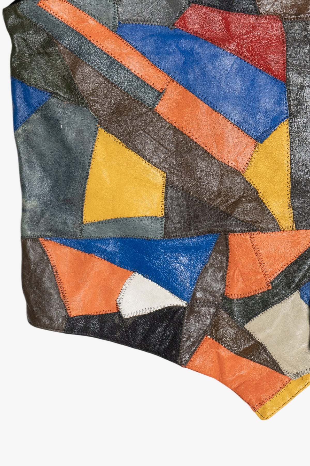 Vintage Colorful Patchwork Leather Vest (1980s)