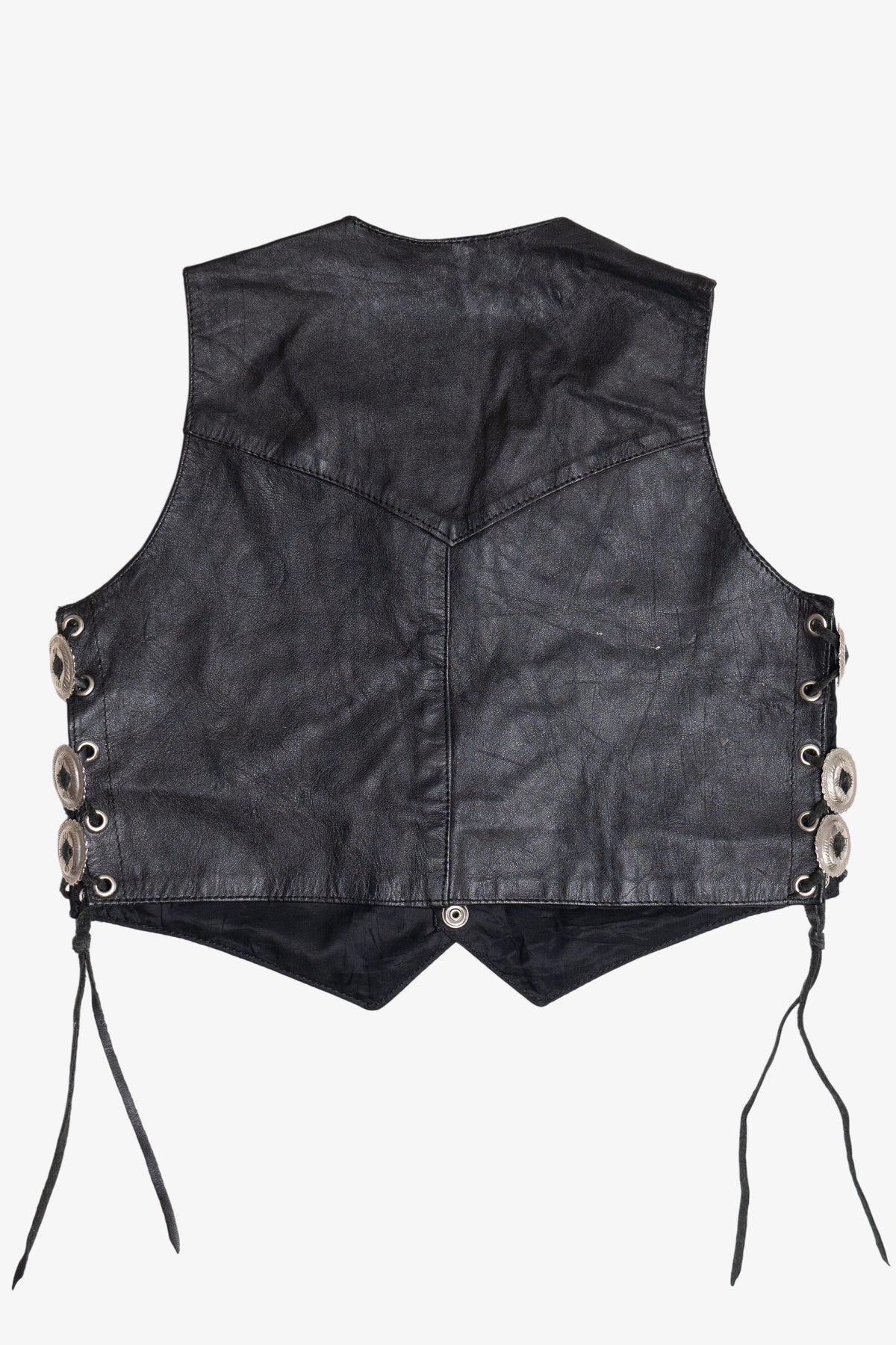 Vintage Leather Fringe Vest With Harley Davidson Pin (1990s)