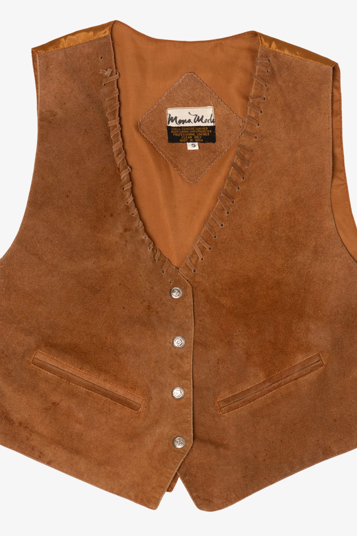 Vintage Brown Leather Mona Mode Vest (1980s)
