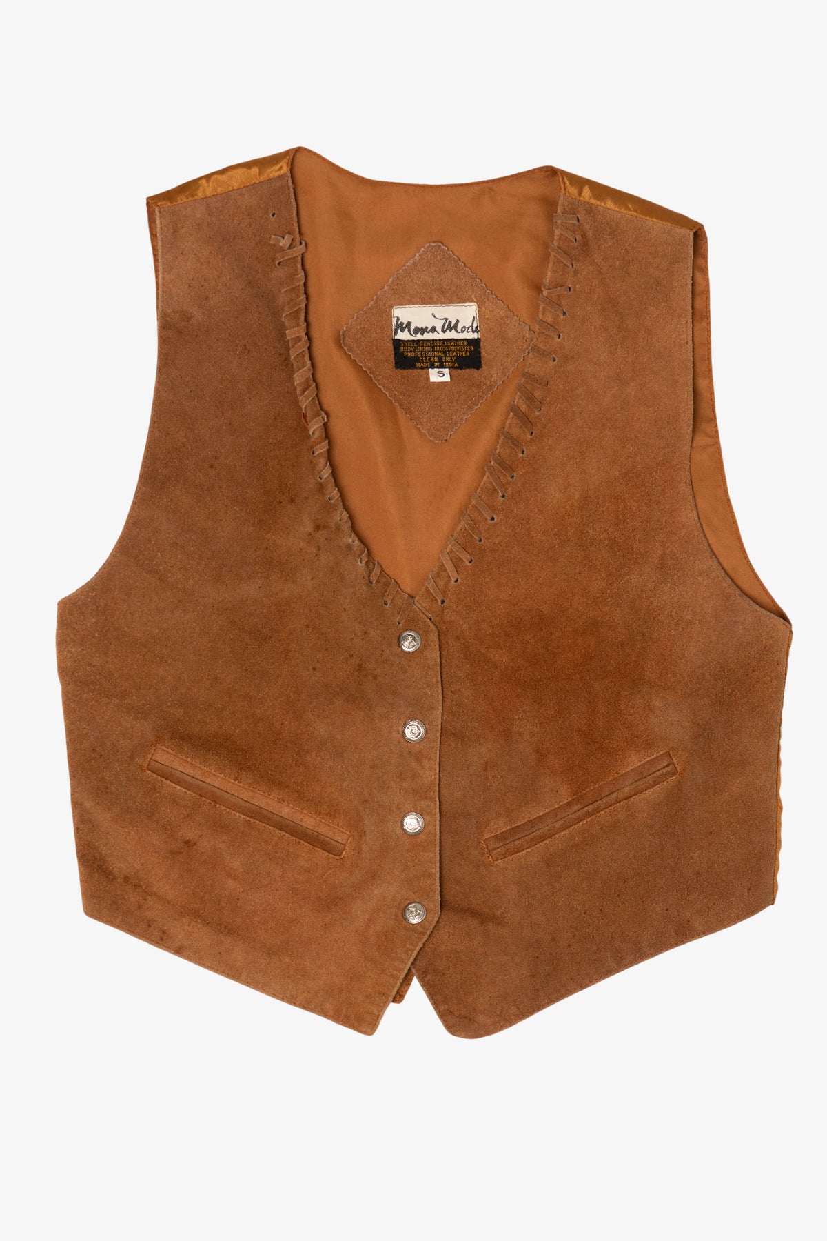 Vintage Brown Leather Mona Mode Vest (1980s)