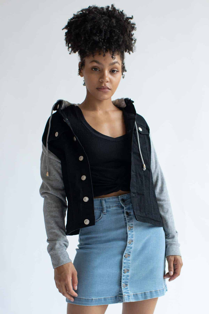 Sweatshirt Hoodie Black Denim Jacket