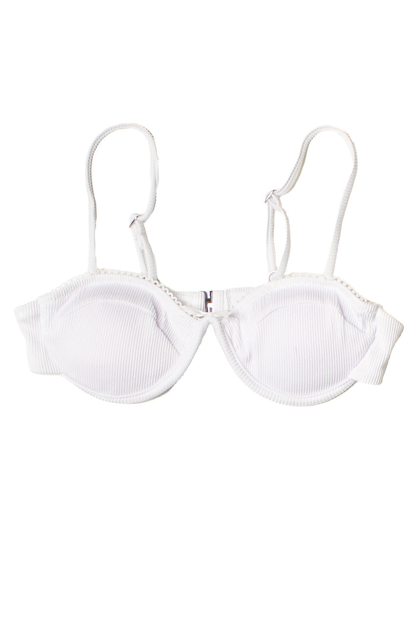 White Ribbed Underwire Bikini Top