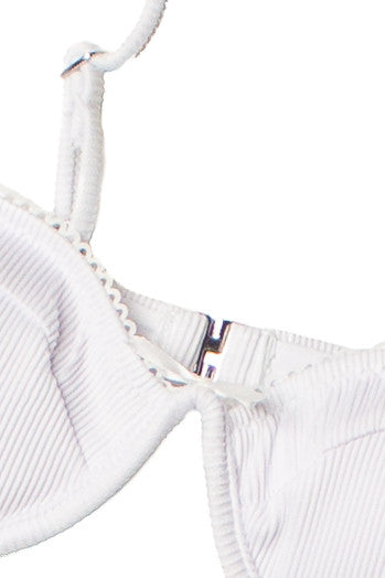 White Ribbed Underwire Bikini Top
