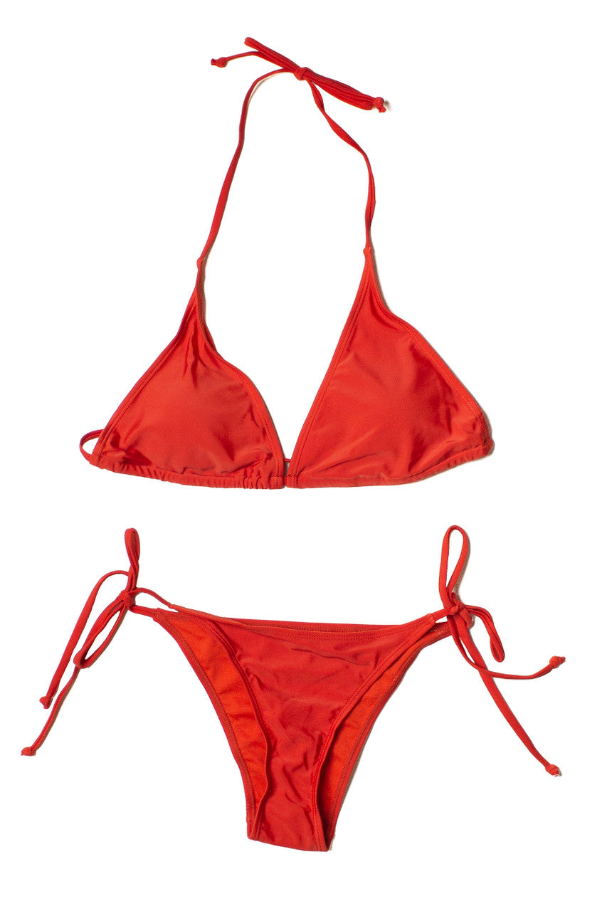 Bright Red Triangle Bikini Top