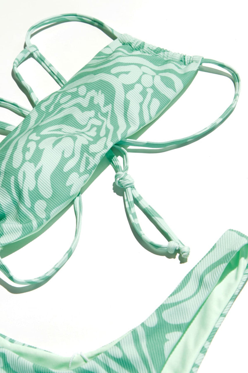 Green Tones Swirl Bikini Top