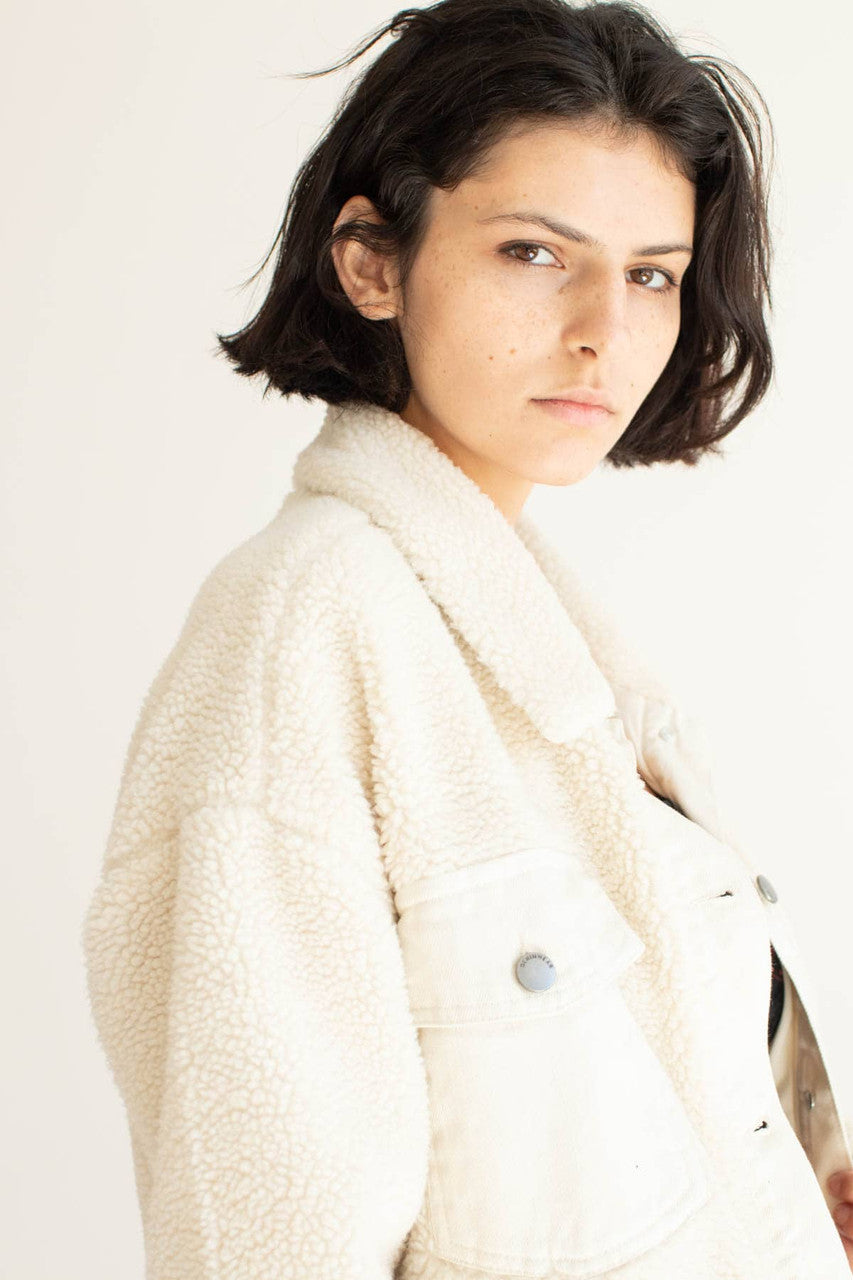 Cream Teddy Trucker Jacket