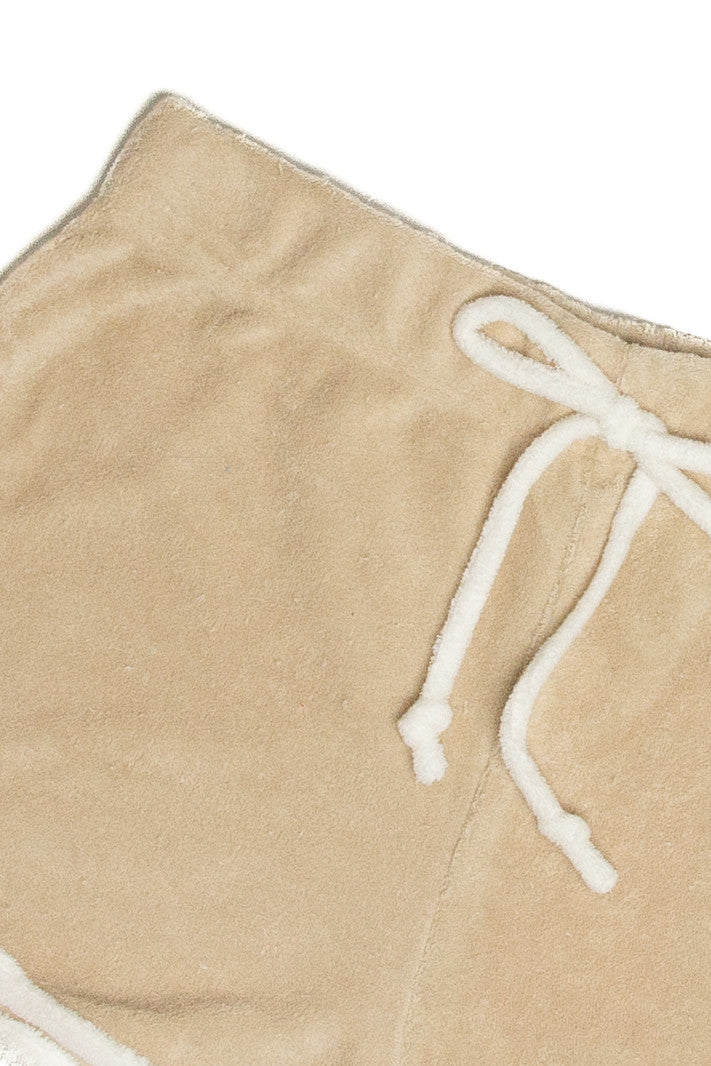 Tan Terry Drawstring Dolphin Shorts