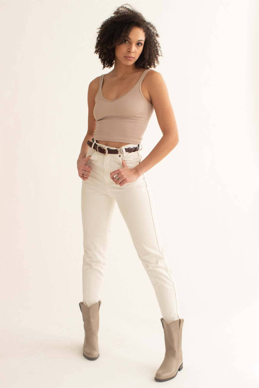 Mushroom Ribbed Seamless Crop Tank
