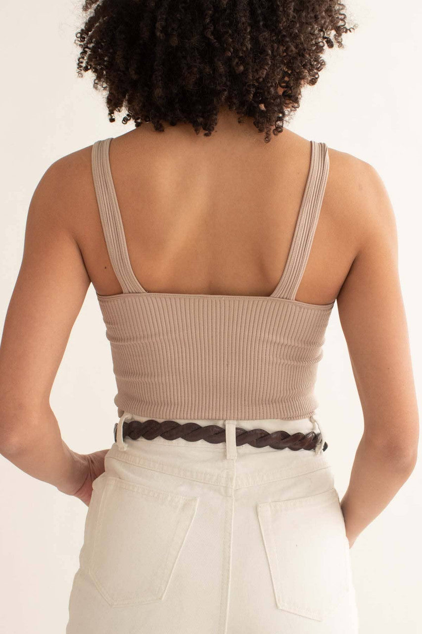 Mushroom Ribbed Seamless Crop Tank