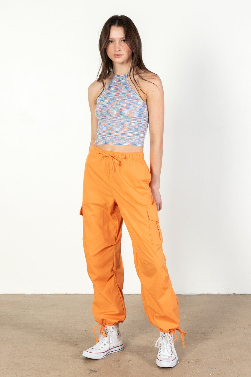 Tangerine Cargo Parachute Pants