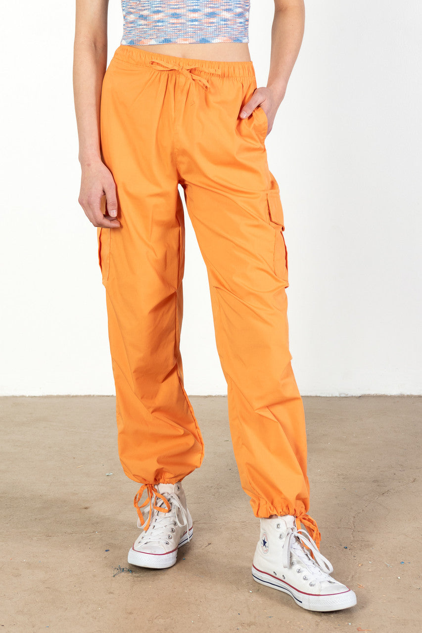 Tangerine Cargo Parachute Pants