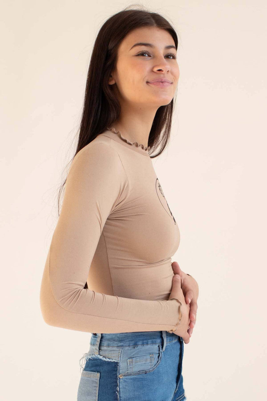 Taupe Celestial Yin Yang Long Sleeve Top