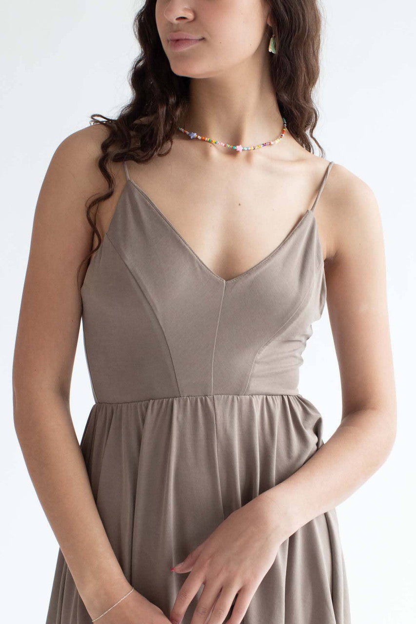 Taupe V Neck Cami Romper