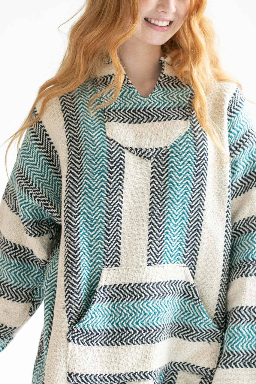 Dusty Blue Cotton Blend Baja Hoodie