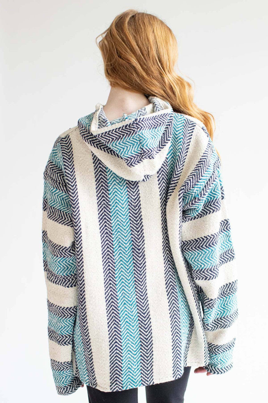 Dusty Blue Cotton Blend Baja Hoodie
