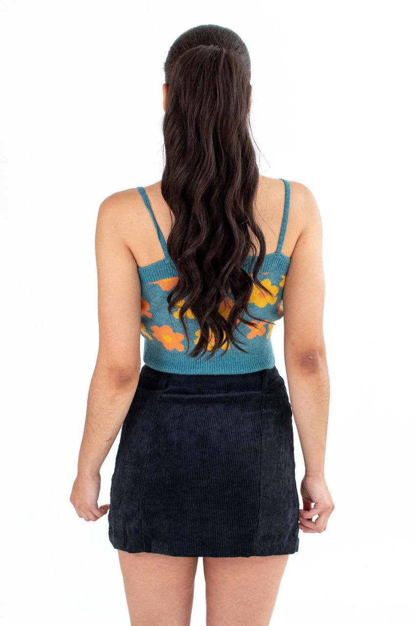 Teal Daisy Print Sweater Cami