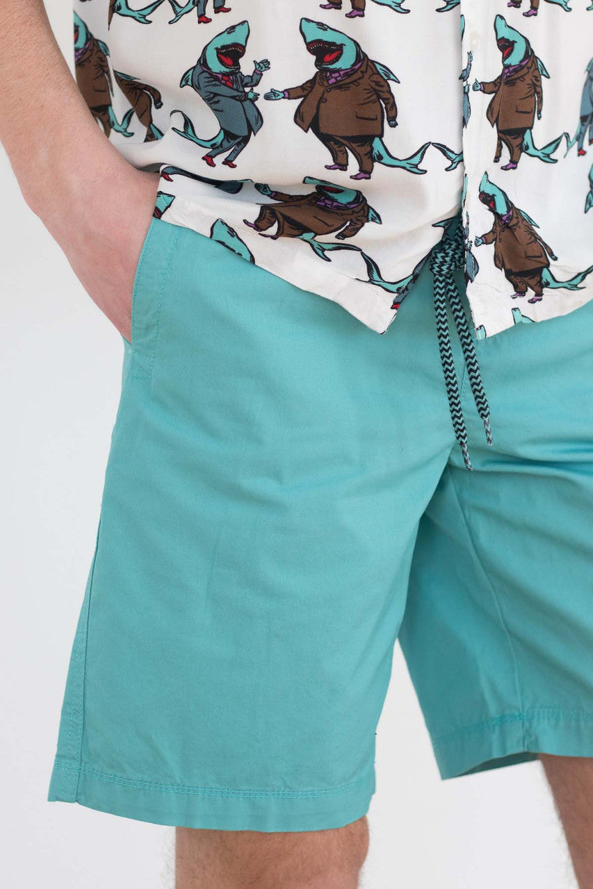 Teal Twill Pull On Shorts