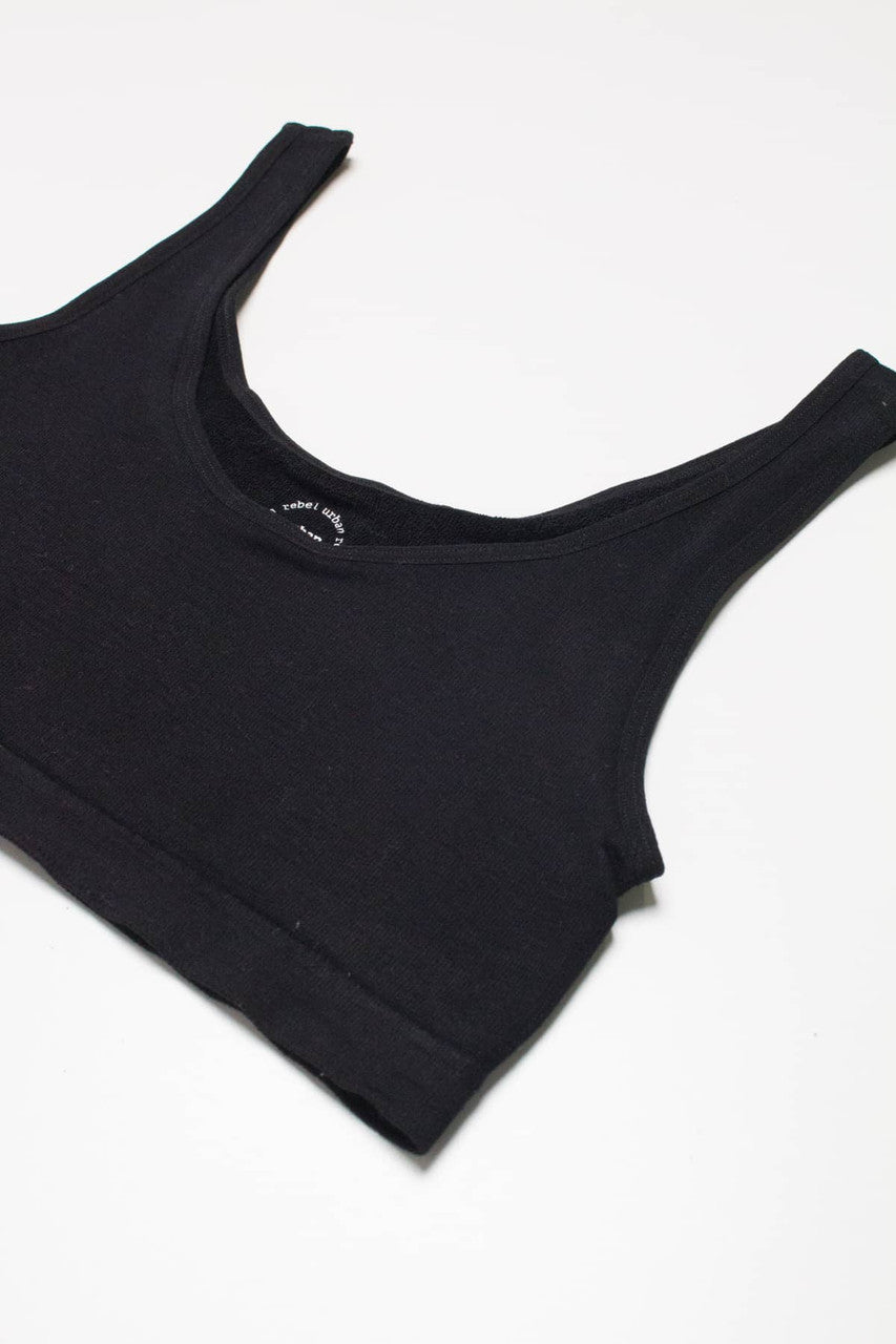 Black Terry Seamless Crop Tank