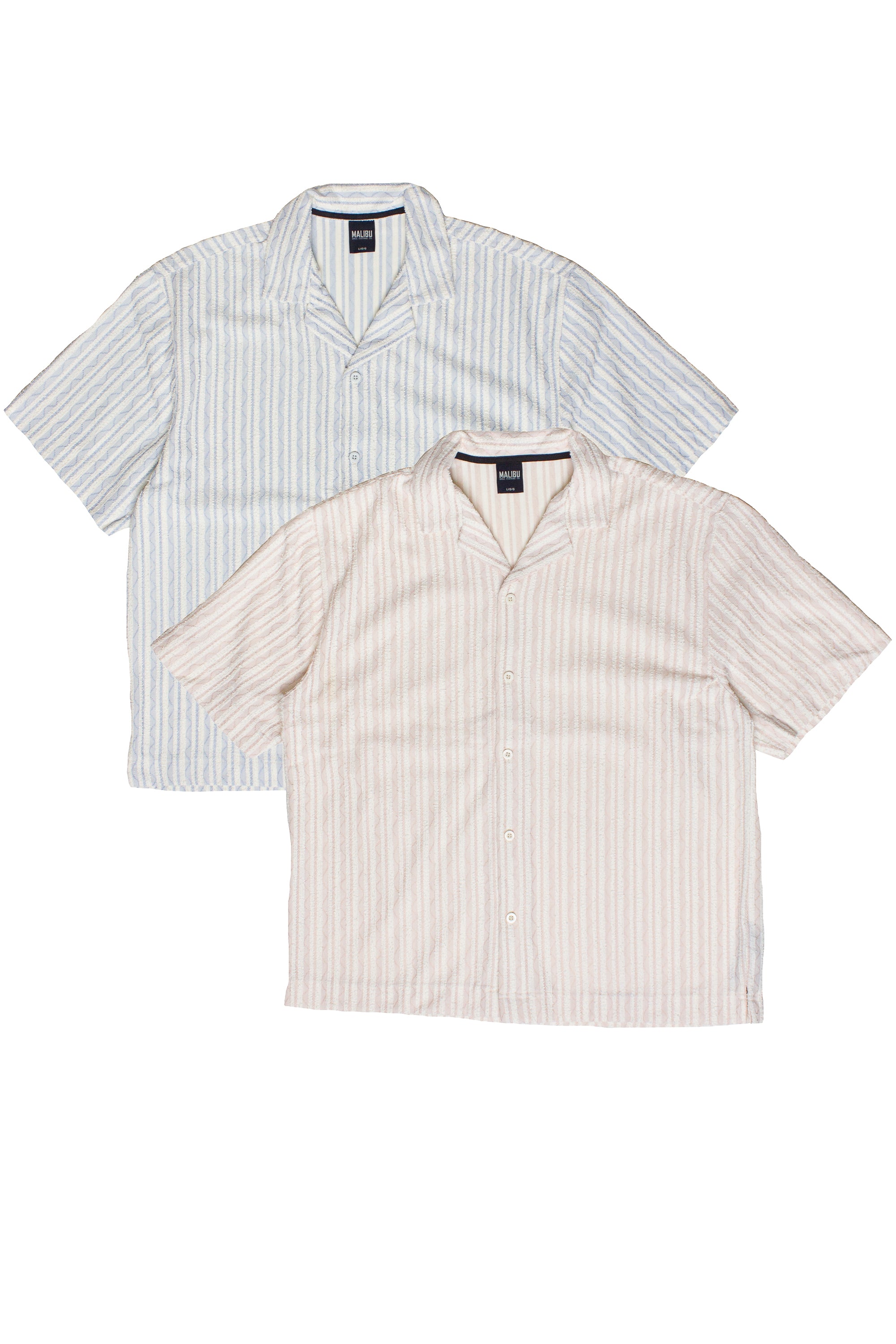 Boucle Stripe Textured Button Up Shirts